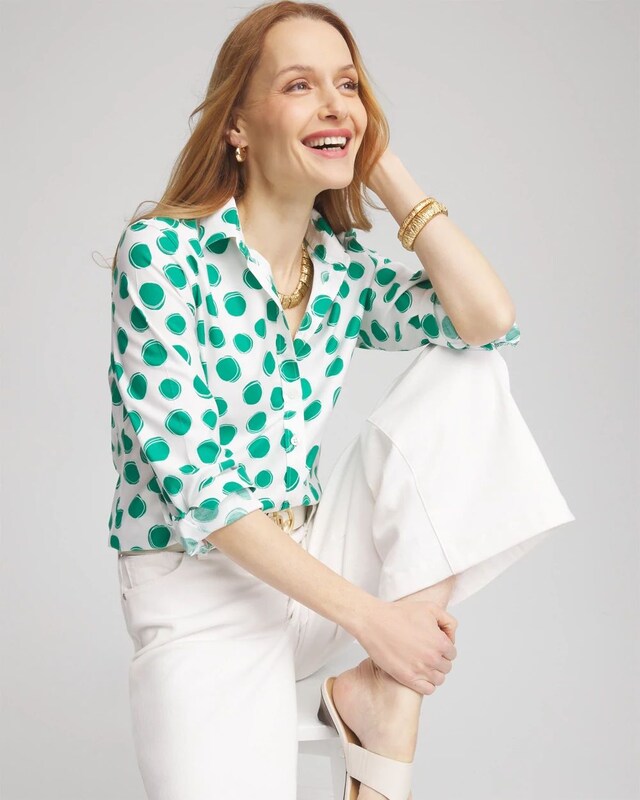 No Iron Polka-Dot Sateen Shirt - image 2